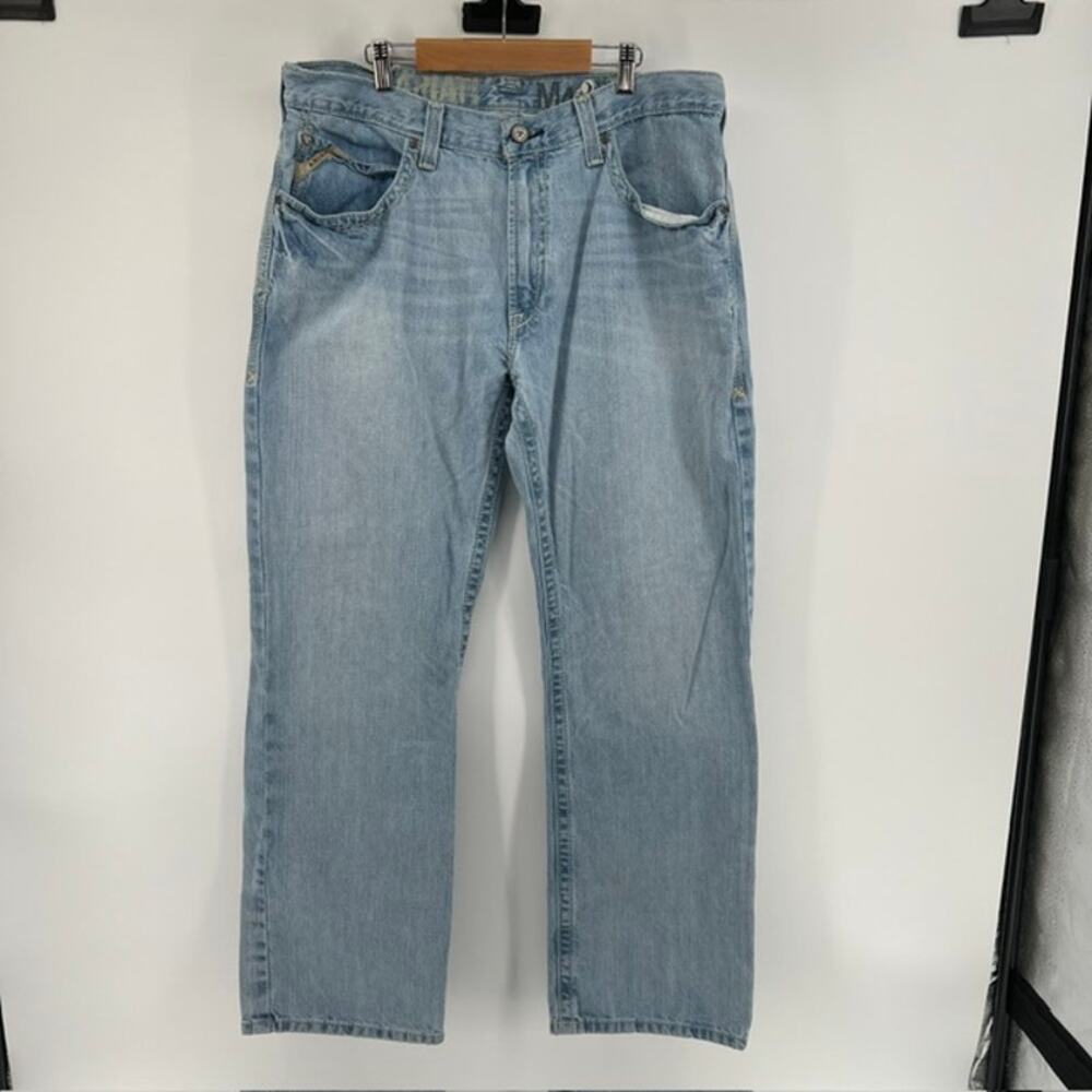 Ariat Mens M4 Low Rise Boot Cut Denim Jeans 36x32 Light Wash Western Cowboy